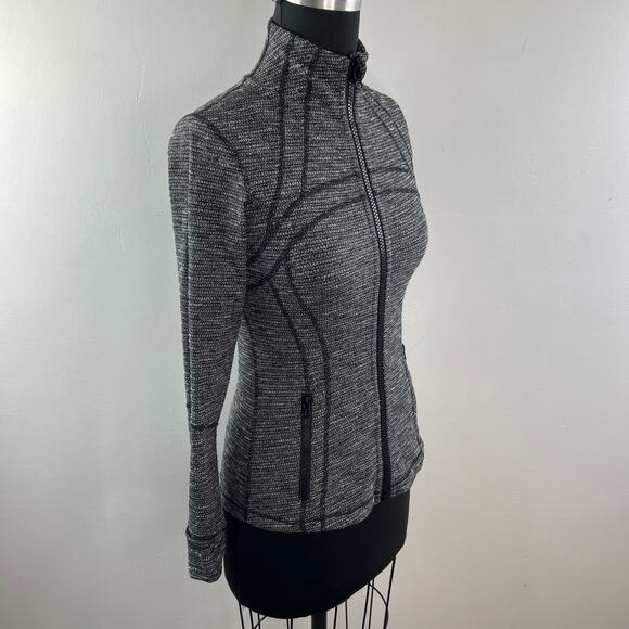 LULULEMON Define Jacket Heathered Gray White Full Zip High Neck Activewear Sz 6 - Picture 6 of 11